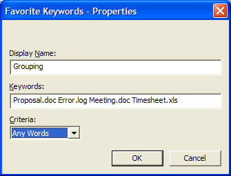 Favorite Documents Keywords