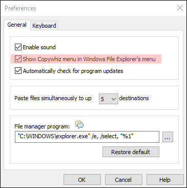 Disable Copywhiz menu from File Explorer
