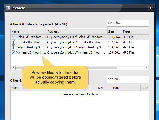 Review files before copying them. Find which files will be copied. Review files before copying them. Find which files will be copied.