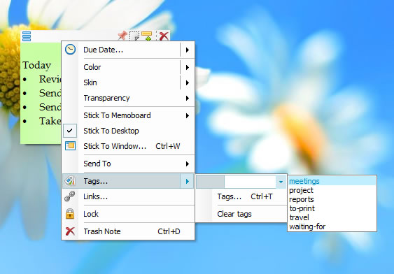 Quickly assign tags to sticky note Quickly assign tags to sticky note