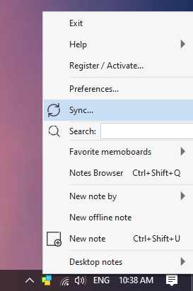 Notezilla right click menu