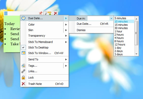 Quickly set reminder to sticky note Quickly set reminder to sticky note