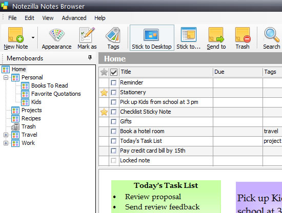 Move sticky notes to folders (memoboards) - Notezilla