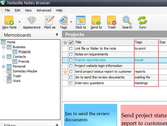 Assign tags to sticky notes - Notezilla