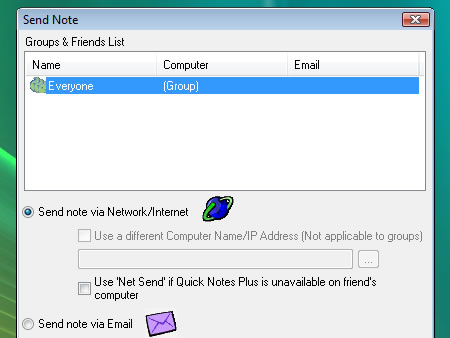 Send sticky notes over network, send sticky notes by email - Notezilla