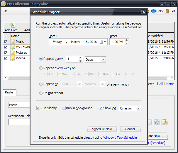 Schedule Backups