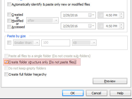 Create folder structure only (Do not paste files) Create folder structure only (Do not paste files)