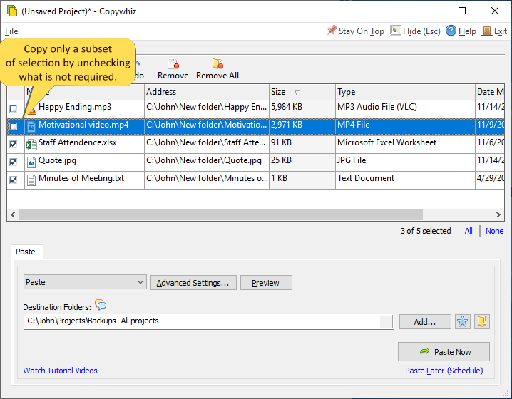 Copy only a subset of selected items Copy only a subset of selected items