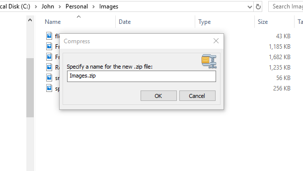 Specify a .zip file name