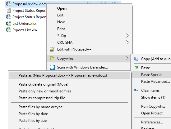 Copywhiz Paste Special Menu with Paste as