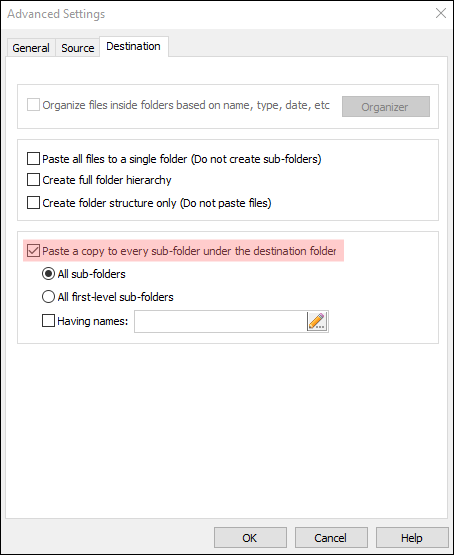 Copy files to every sub-folder inside the destination folder