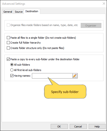 Copy files to specific sub-folders in the destination folder Copy files to specific sub-folders in the destination folder