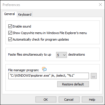 Preferences - General Tab