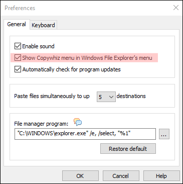 Enable/Disable the Copywhiz menu in the Windows File Explorer menu Enable/Disable the Copywhiz menu in the Windows File Explorer menu