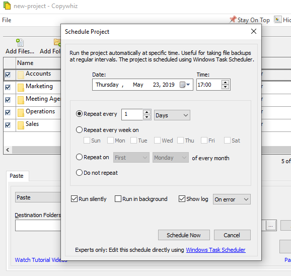 Schedule a file backup using Copywhiz Schedule a file backup using Copywhiz