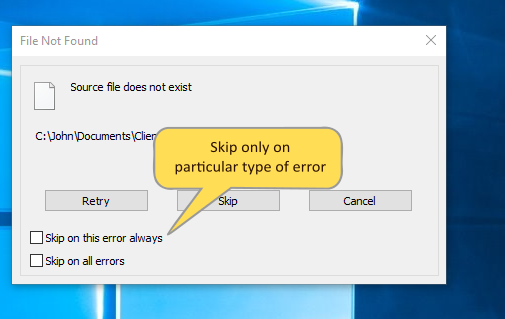 Skip same type of errors Skip same type of errors