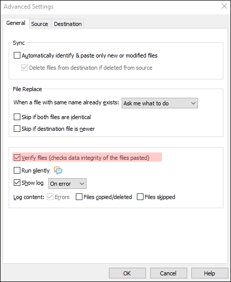 Verify the integrity of the copied files Verify the integrity of the copied files