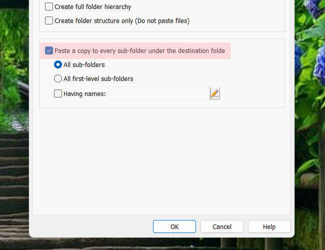 Paste files to every sub-folder of the destination folder