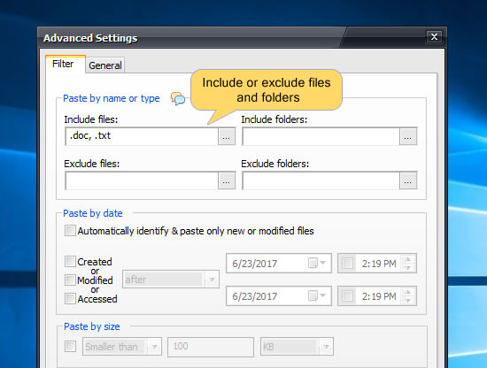 When copying files, exclude or include specific files/folders When copying files, exclude or include specific files/folders