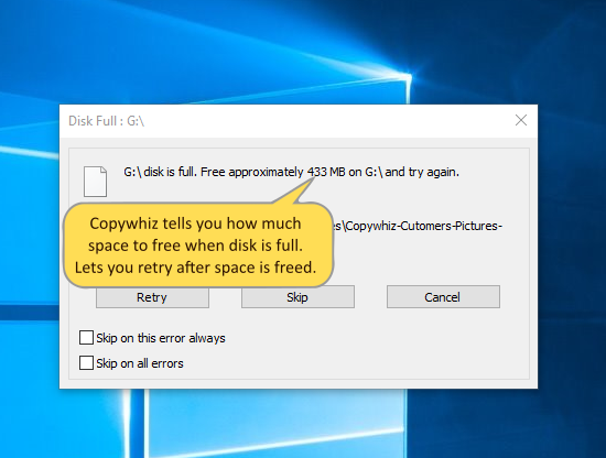 Retry or skip files on error when copying files