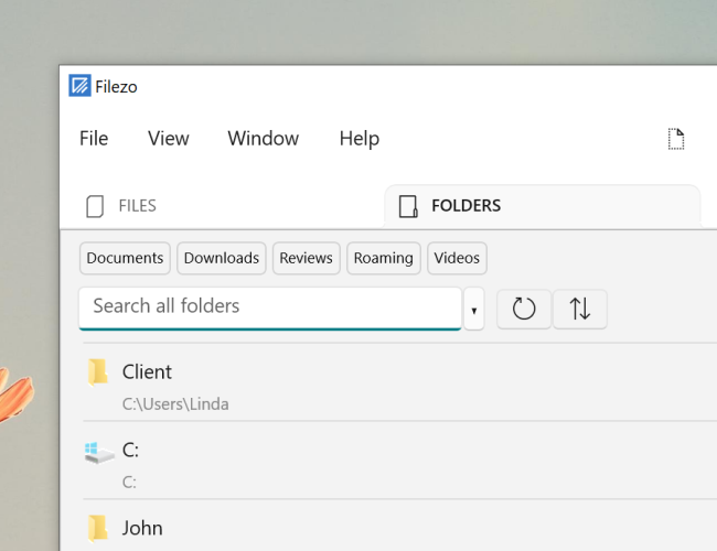 Pinned files and folders