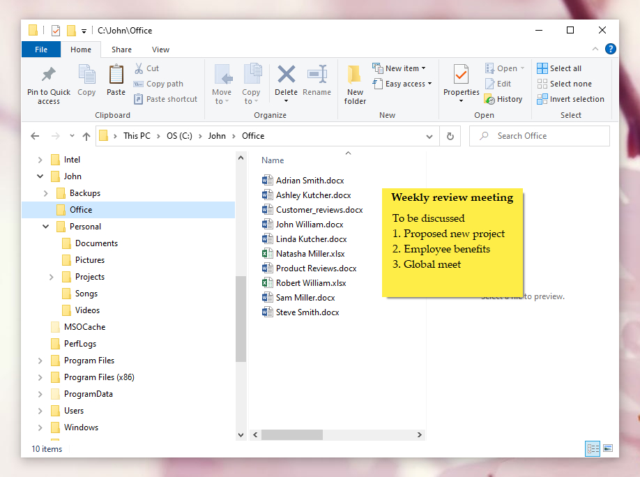 transferring sticky notes windows 10