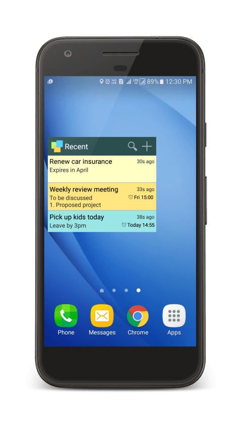 sticky notes widget android settings