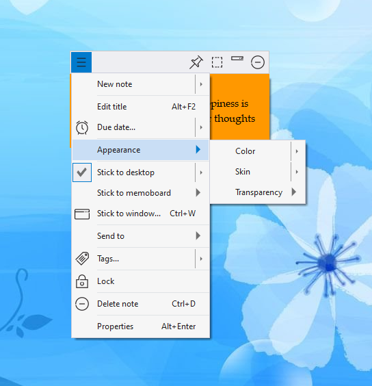 ego Utrolig Association Editing sticky notes appearance - color, skin, transparency in Notezilla  for Windows