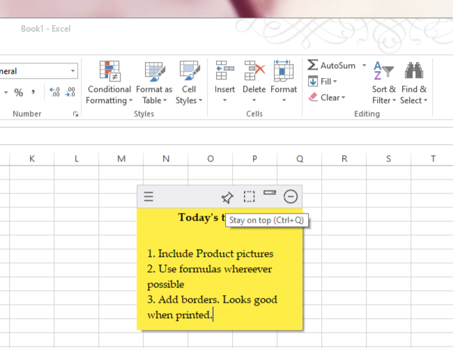 Sticky notes on sale always on top