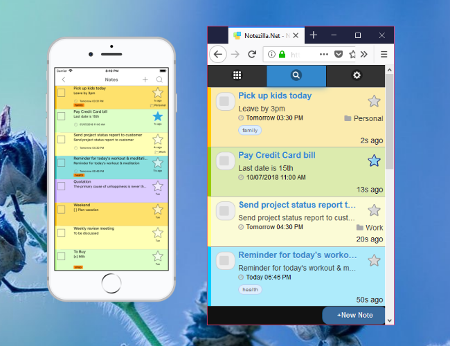 Synchronize sticky notes & access from iOS, Android, iPhone, iPad, Internet Browser etc