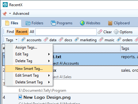 Tag Files, Folders, Programs, Websites & Clipboard Items