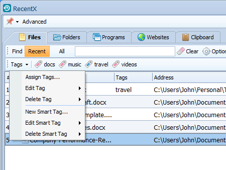 Tag Files, Folders, Programs, Websites & Clipboard Items Tag Files, Folders, Programs, Websites & Clipboard Items