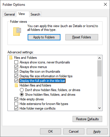 Folder options