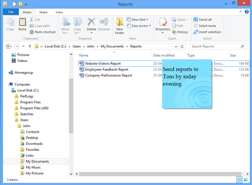 Sticky note on folder in Windows Explorer Sticky note on folder in Windows Explorer