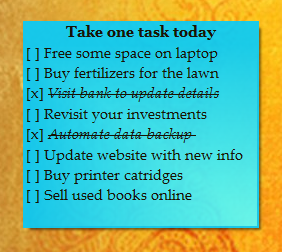 Take one task today - sticky note