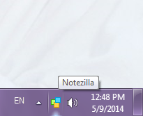 Notezilla icon visible in notification area