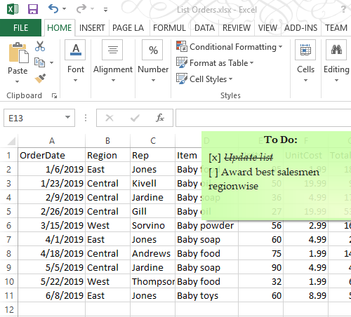 Attaching sticky notes to Microsoft Excel spreadsheet in Windows ...