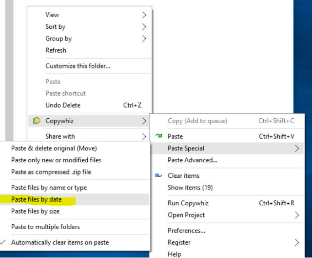 Paste files by date