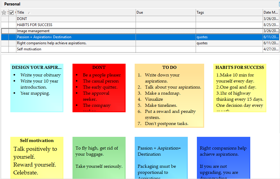 memoboard arranged notes