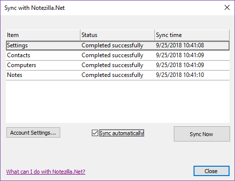 Sync window updated