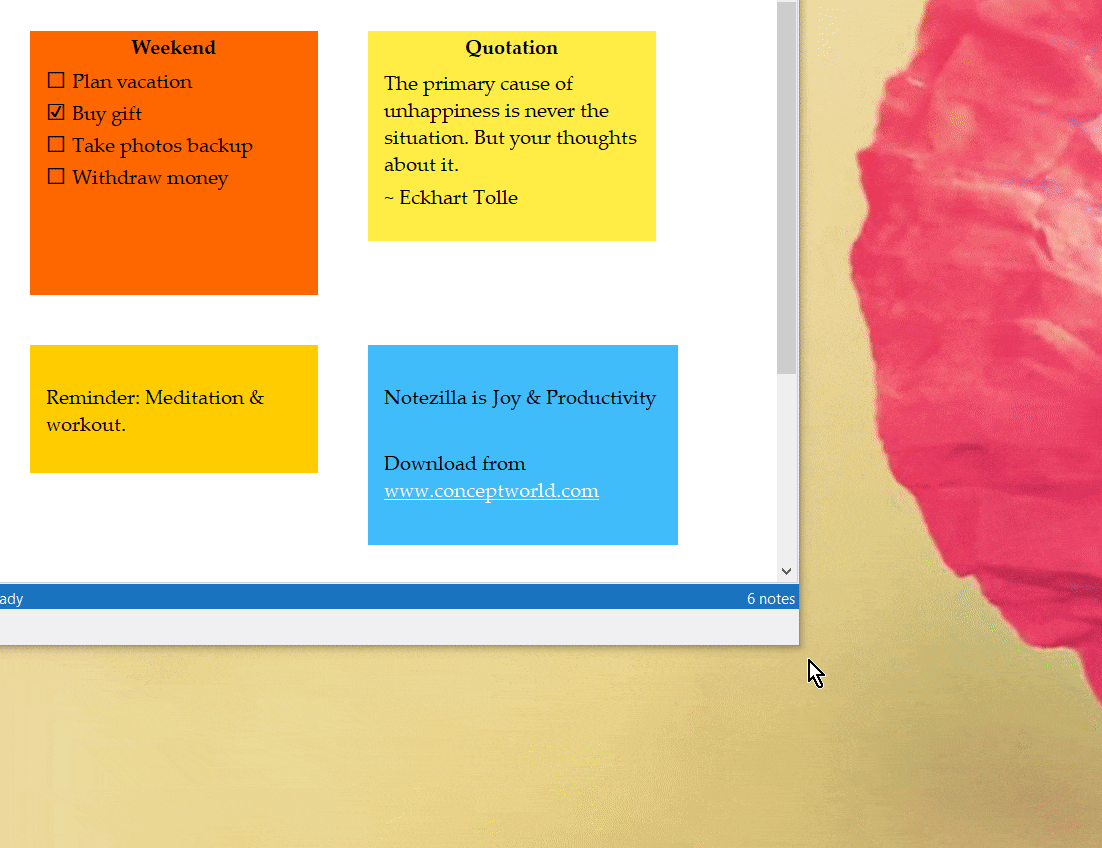 Auto-arrange sticky notes in Notes Browser