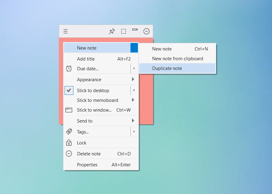 Duplicate a sticky note in Windows