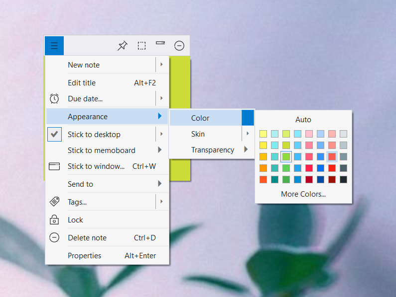 New color set for sticky notes on Windows