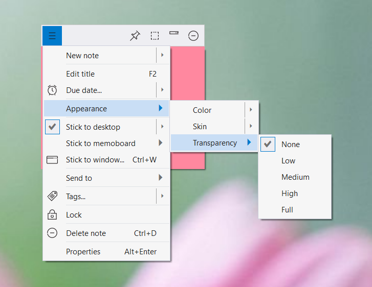 Creating sticky notes with transparent background in Windows